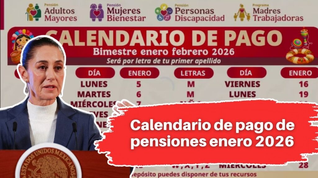 Calendario de pago de pensiones enero 2026: consulta tu fecha